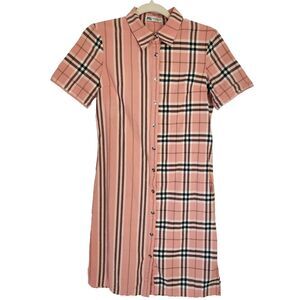 Burberry London Orange Plaid Mid-Length Shirt Dress No Belt - See Desc. for size